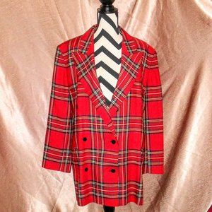 SOLD Designer Vintage BlackyDress Red Plaid Blazer